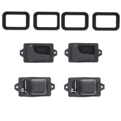 Set of 8 Textured Black Inner Door Handle and Trim Bezel for BMW 3 Series E30, E28, E24, E23