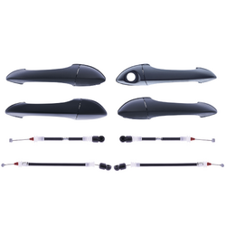 Set of 8 Primed Black Outer Door Handle and Carrier Cable for BMW X5 E53 00-07