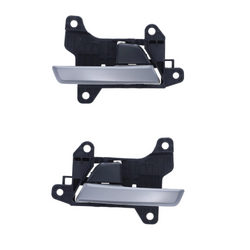 Set of 2 Front or Rear, LH+RH Silver Facial, Textured Black Base Inner Door Handle for Hyundai Elantra AD 16-20