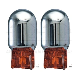 T20 WY21W Amber Wedge Silver Coating Indicator Light Bulb Globe 7440 2pc pack