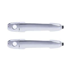 2pc Front Left & Right Outer Door Handle Chrome For Toyota Hilux Camry Rav4 Kluger (2 Keyholes)