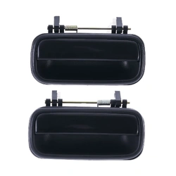 2pc Set Rear LEFT + RIGHT Door Handle Outer Smooth Black Lever, Textured Black Base for Toyota Hilux 1988 -97