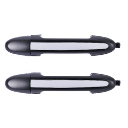 Set of 2 Rear LH+RH Chrome Facial, Primed Black Base Outer Door Handle for Hyundai Santa Fe CM 05-12