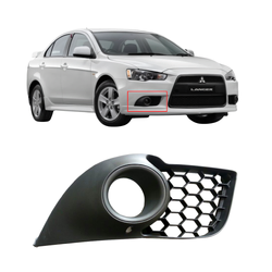 Aftermarket - Front Bar Grille With Fog Light Mount Right Side for Mitsubishi Lancer CJ 07-15 Ralliart