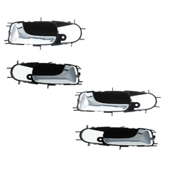 Set of 4 Chrome Facial, Textured Black Base Inner Door Handle for Holden Viva JF 05-09